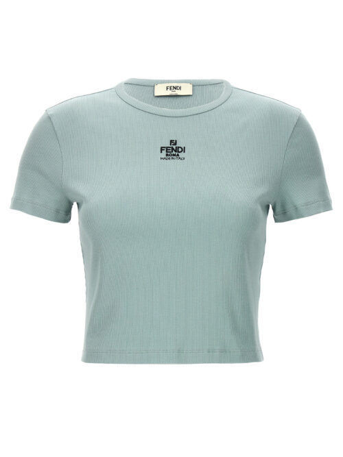 Logo embroidery t-shirt FENDI Light Blue