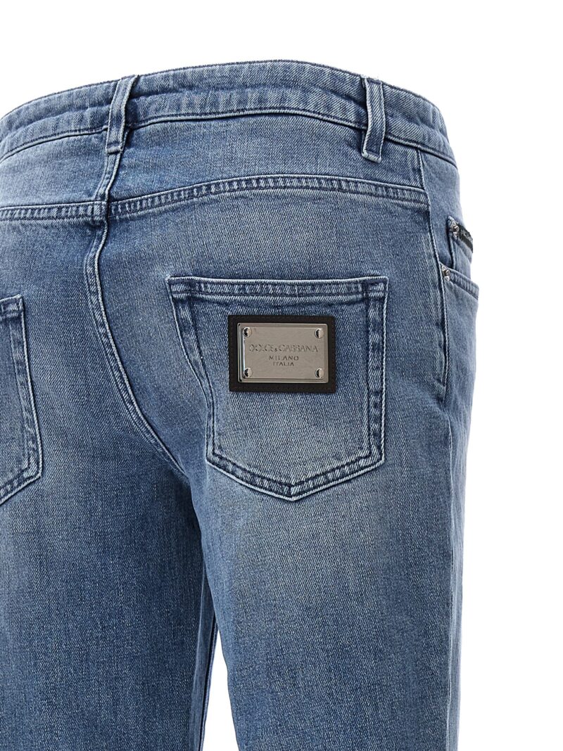 Logo plaque jeans 98% cotton 2% elastane DOLCE & GABBANA Light Blue