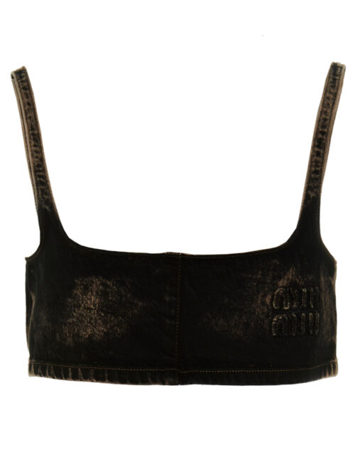 Marble denim top MIU MIU Black