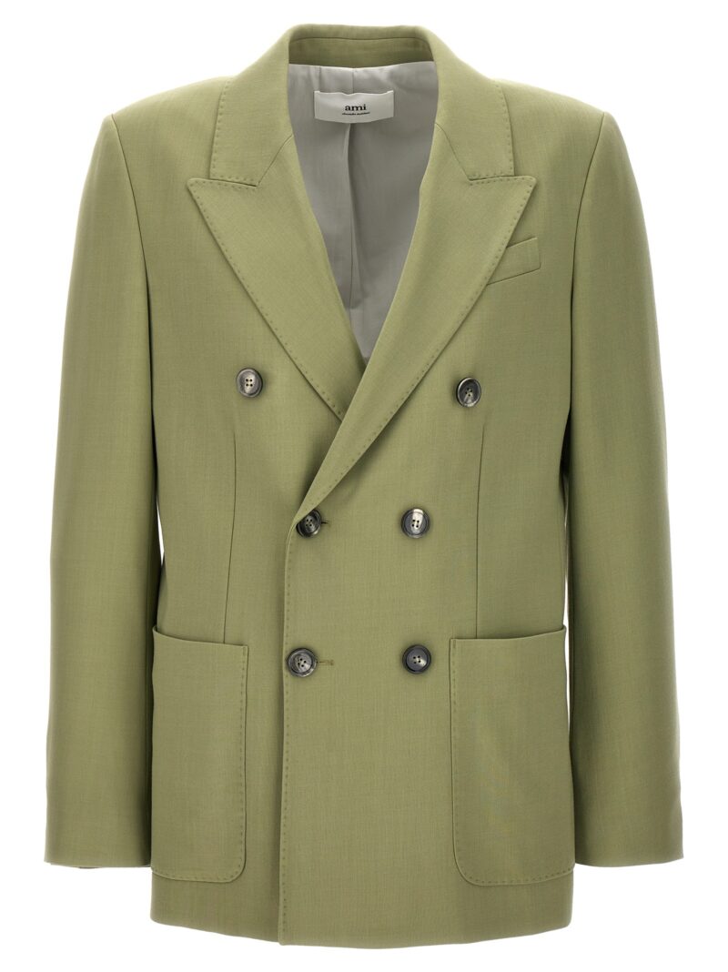 Double-breasted blazer AMI PARIS Green