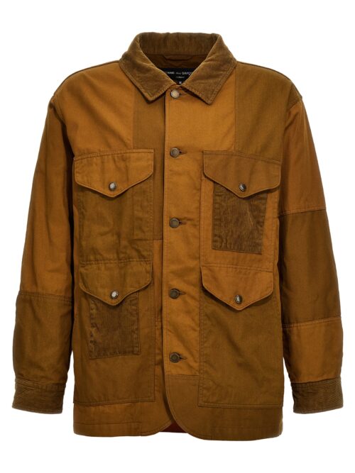 Ribbed velvet insert canvas jacket COMME DES GARҪONS HOMME Brown