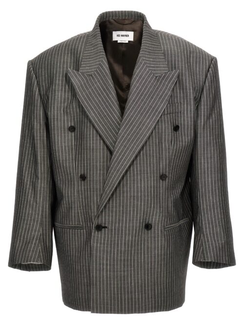 Pinstriped double-breasted blazer HED MAYNER Gray