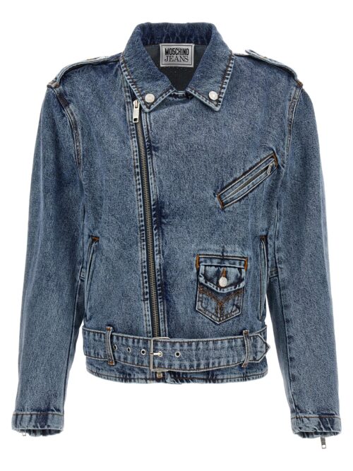 Crystal denim jacket MO5CH1NO JEANS Light Blue