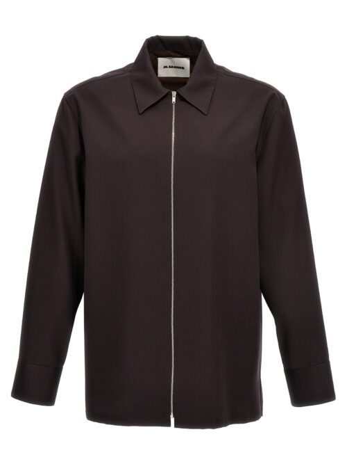 Wool gabardine overshirt JIL SANDER Brown