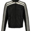 Leather jacket with contrasting bands MOSCHINO Black