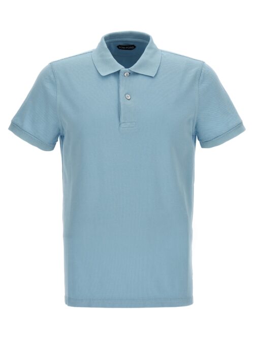 Piqué cotton polo shirt TOM FORD Light Blue