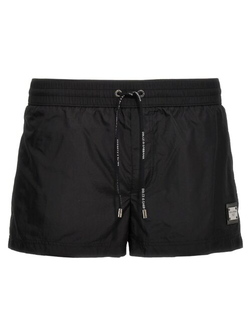 Logo plaque short swimsuit DOLCE & GABBANA Black