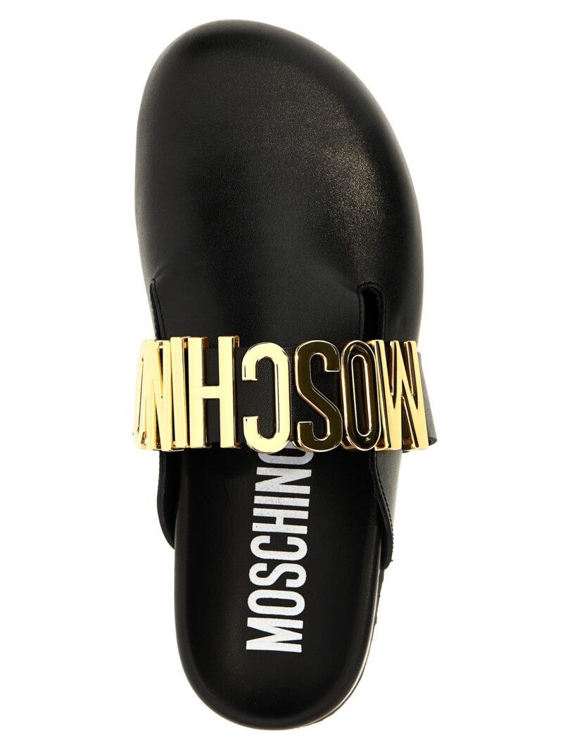 Logo mules 100% calfskin leather (Bos Taurus) MOSCHINO Black