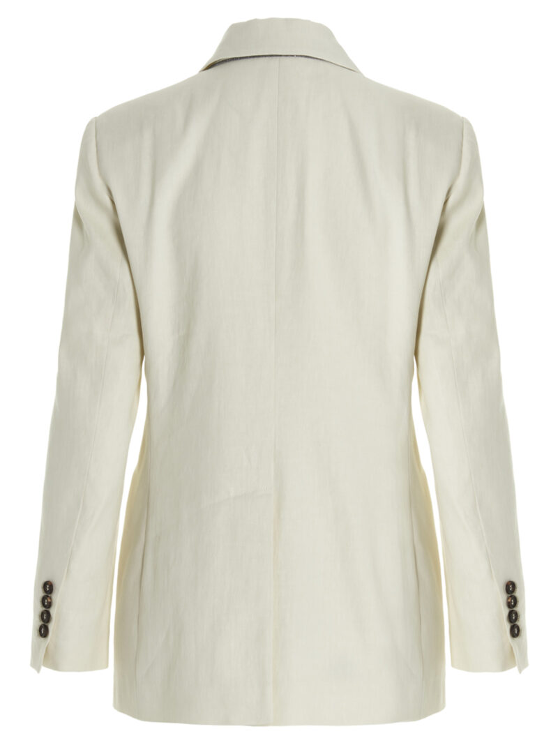 Double breast linen blazer jacket MF5912402C8616 BRUNELLO CUCINELLI White