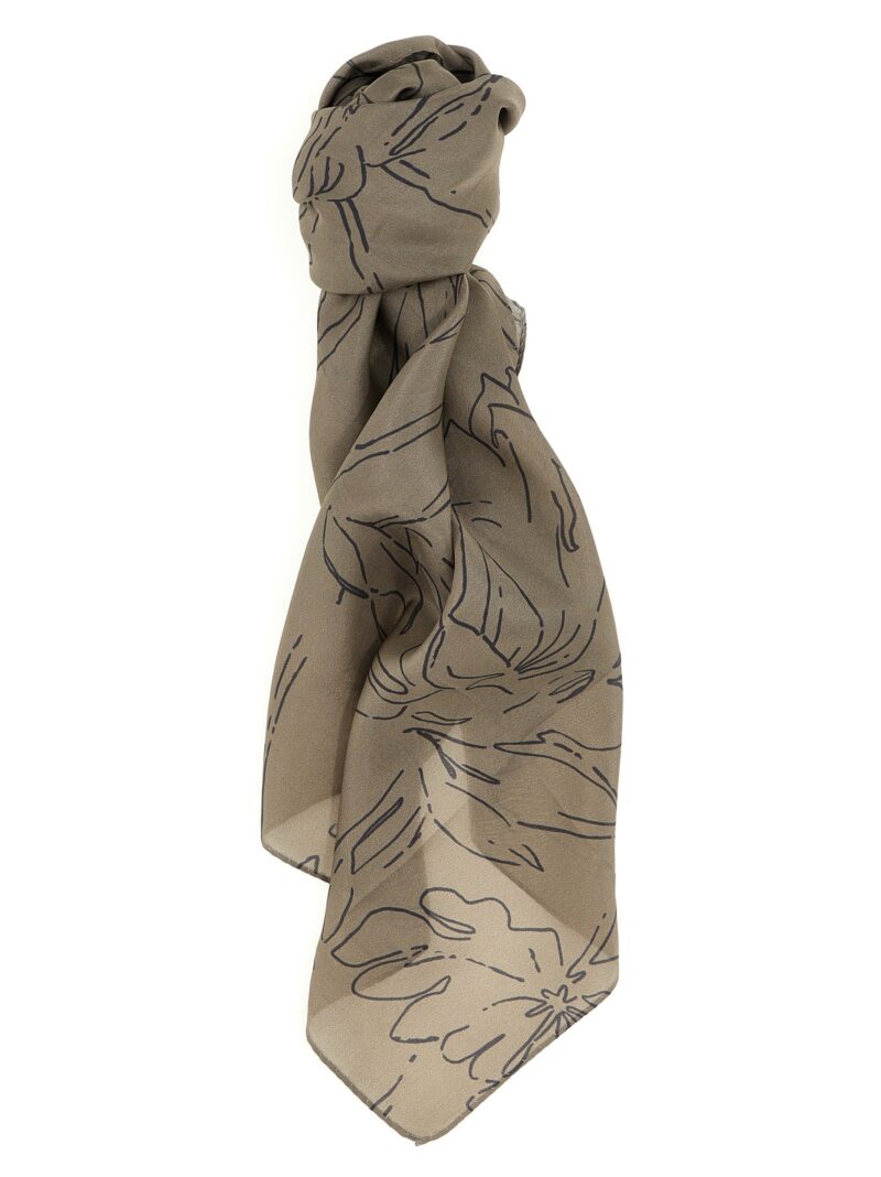 Printed silk scarf BRUNELLO CUCINELLI Gray