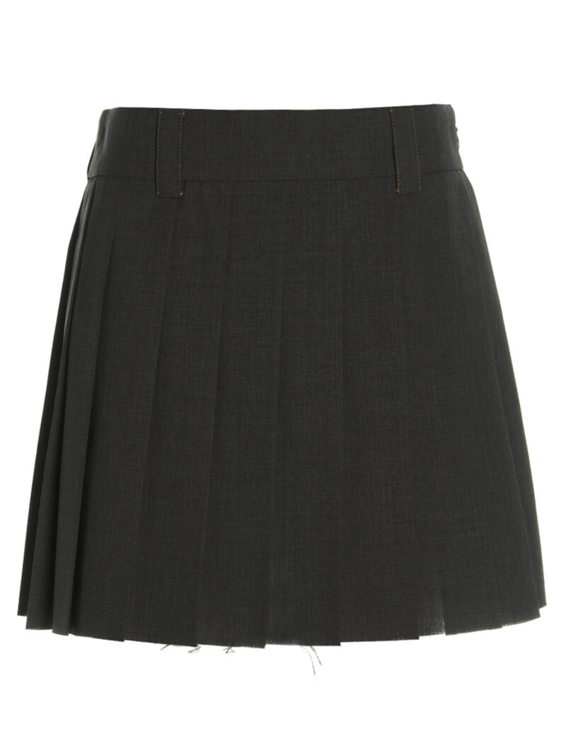 Wool pleated skirt MIU MIU Gray