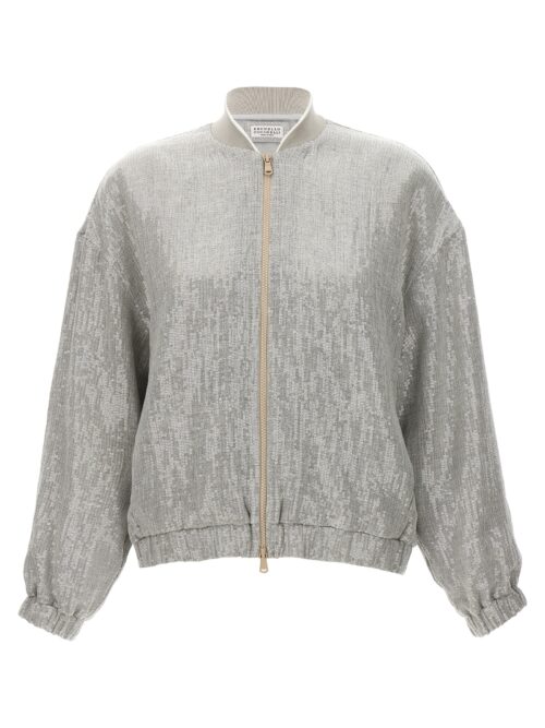 Sequin bomber jacket BRUNELLO CUCINELLI Gray