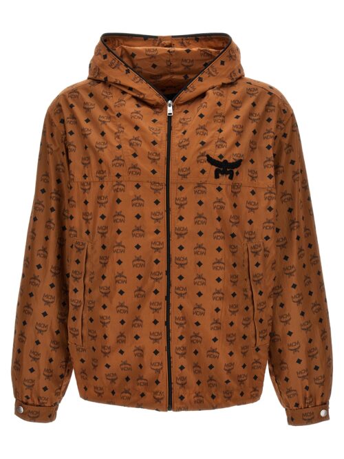 Logo print hooded jacket MCM Brown