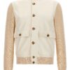 Leather jacket with knit inserts BRUNELLO CUCINELLI White