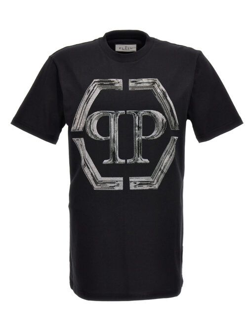 Rhinestone logo T-shirt PHILIPP PLEIN Black