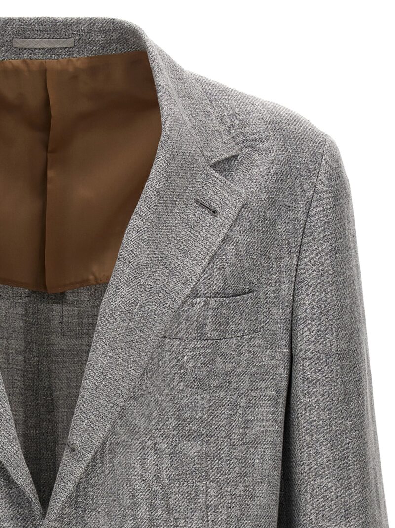 Single-breasted linen blend blazer 74% li