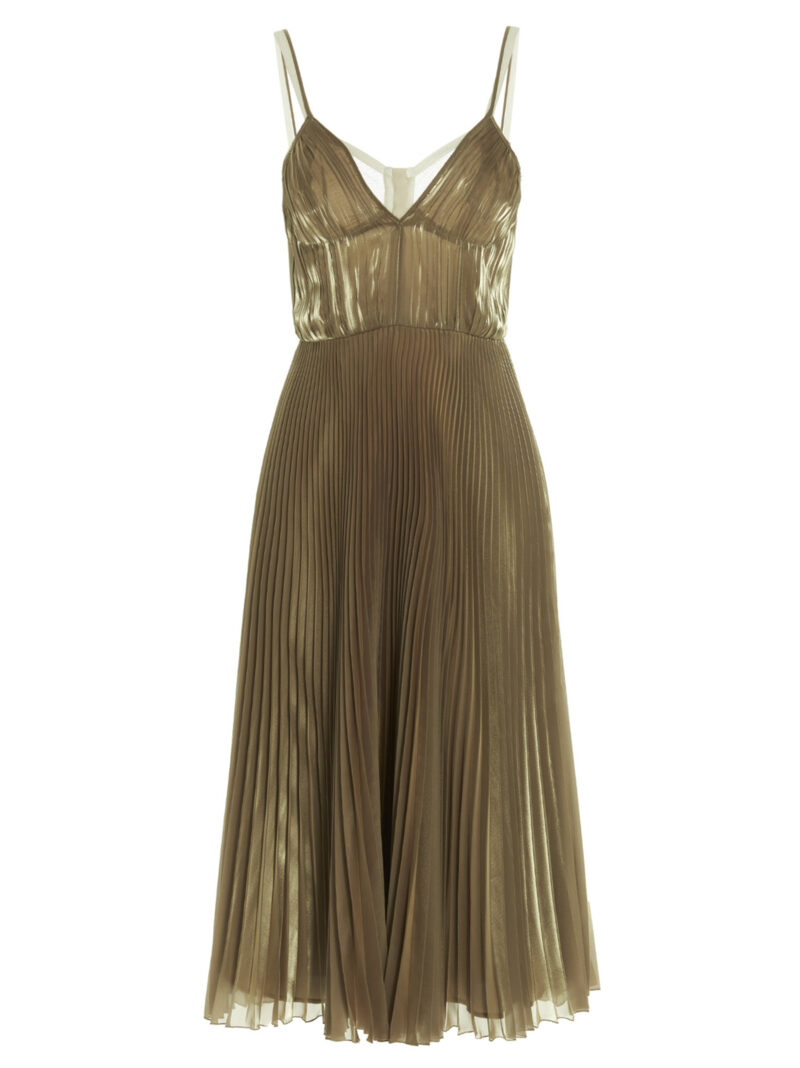 Pleated voile satin dress PRADA Gold