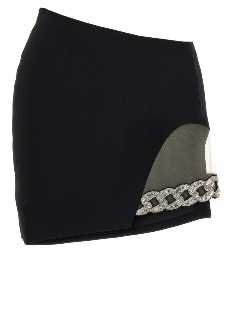 '3D Crystal Chain Mini' skirt DAVID KOMA Black