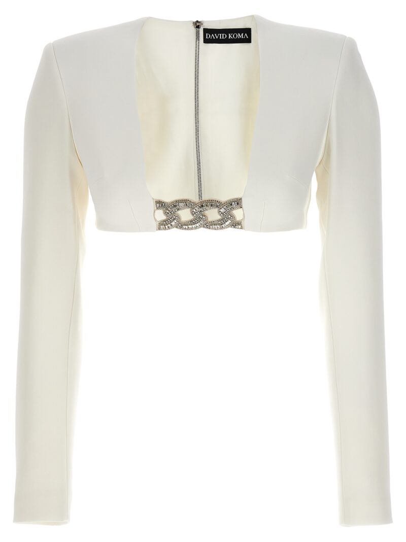 Top '3D Crystsal Chain and Square Neck' DAVID KOMA White