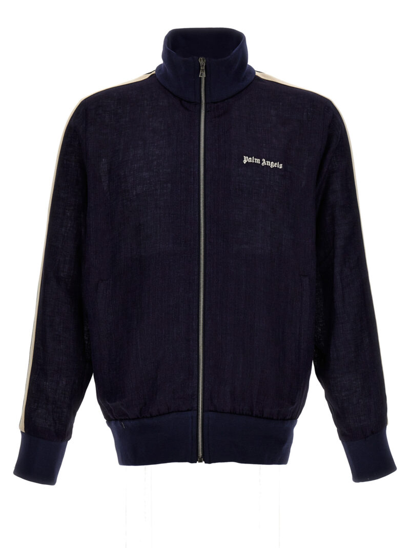 'Classic Logo Linen Track' sweatshirt PALM ANGELS Blue