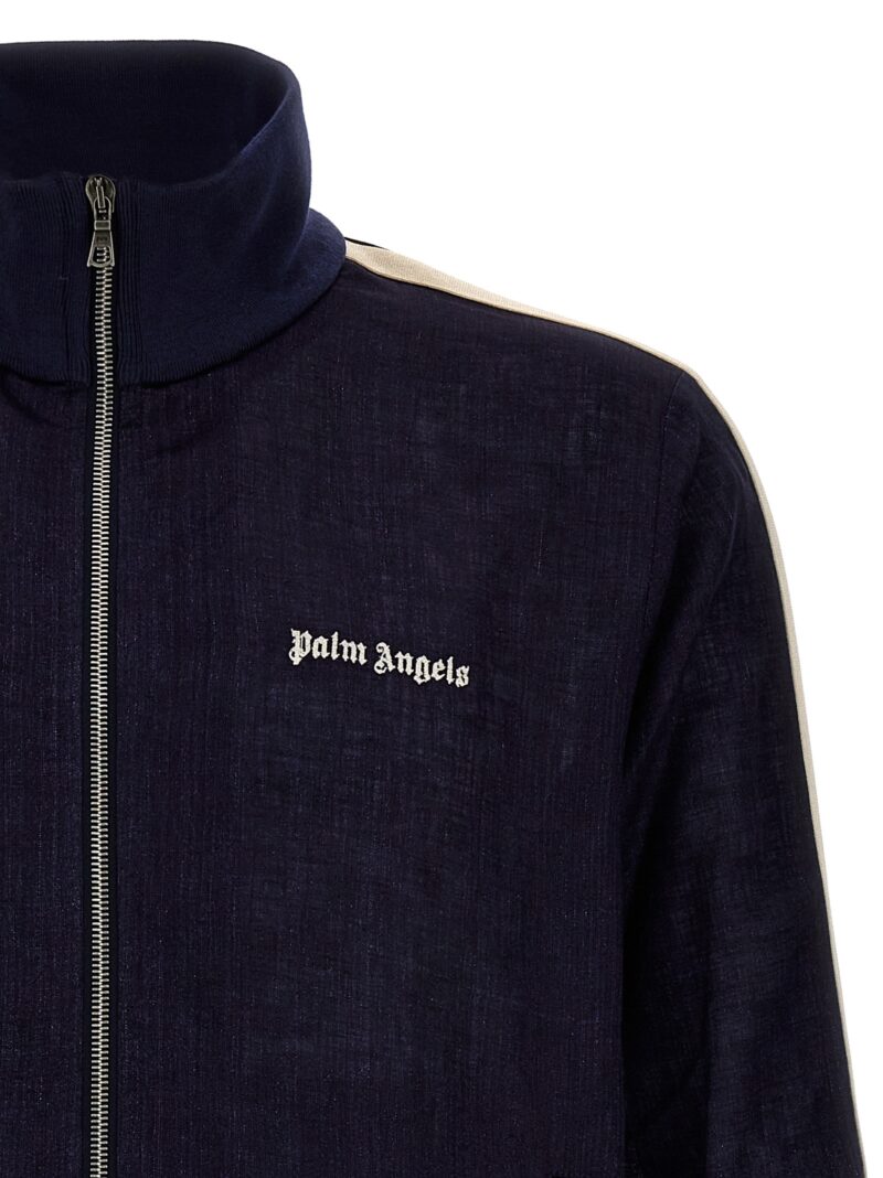 'Classic Logo Linen Track' sweatshirt 100% linen PALM ANGELS Blue