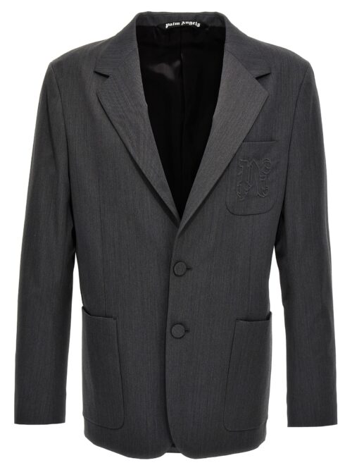 'Monogram Pocket' blazer PALM ANGELS Gray