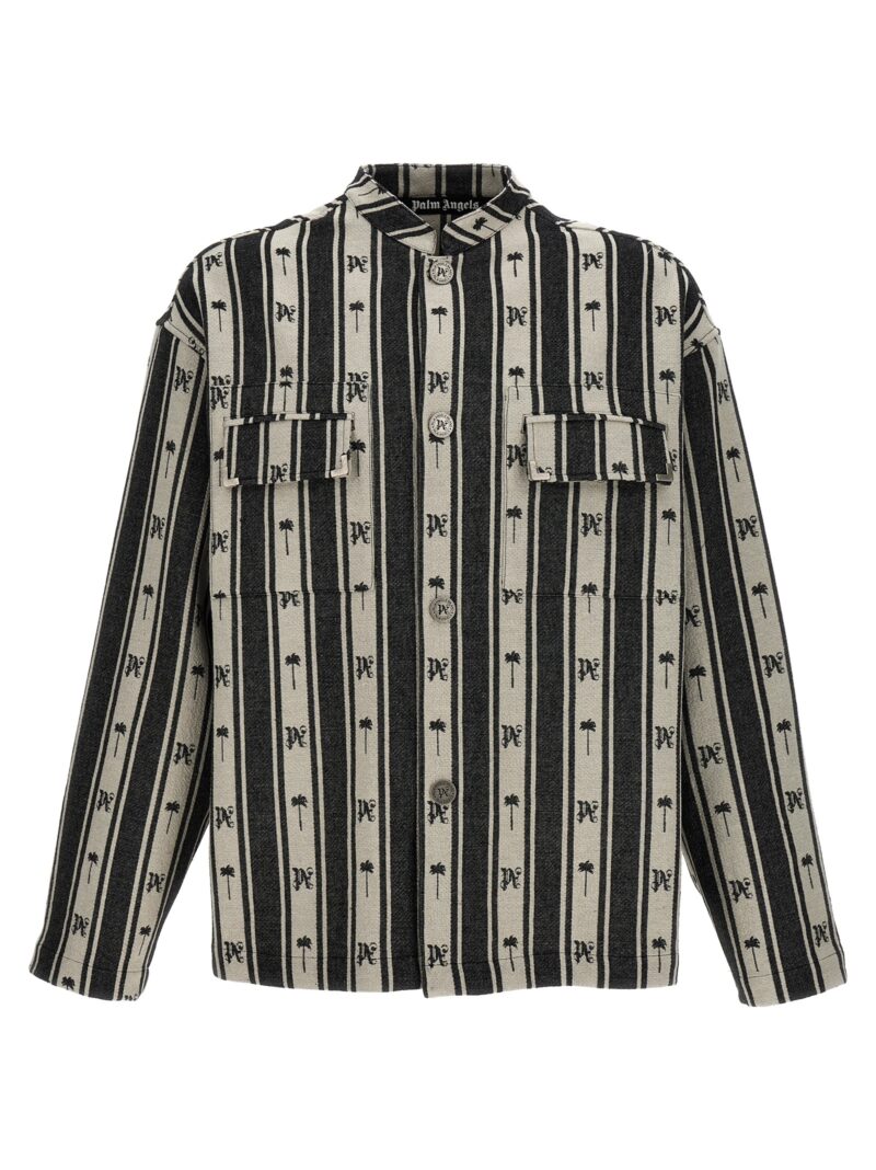 'Metal Frame Stripes' overshirt PALM ANGELS White/Black