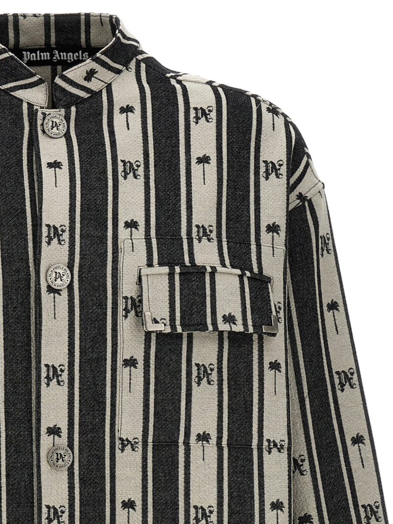 'Metal Frame Stripes' overshirt Man PALM ANGELS White/Black