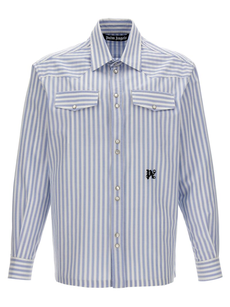 'Monogram Striped' shirt PALM ANGELS Light Blue