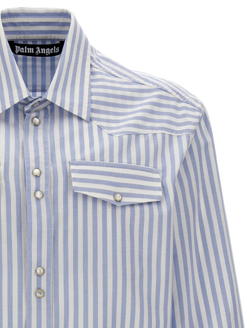 'Monogram Striped' shirt Man PALM ANGELS Light Blue