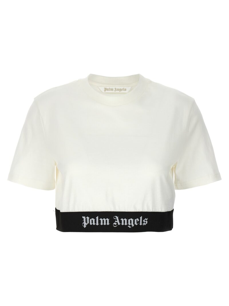 'Logo tape crop' t-shirt PALM ANGELS White/Black