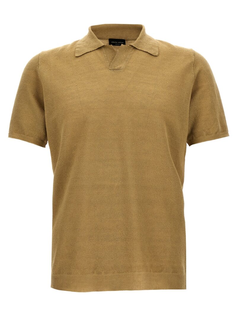 Knitted polo shirt ROBERTO COLLINA Beige
