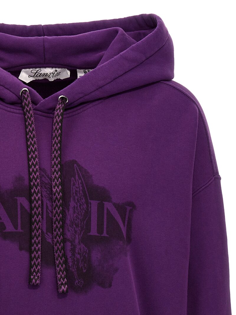 Logo print hoodie Man LANVIN Purple