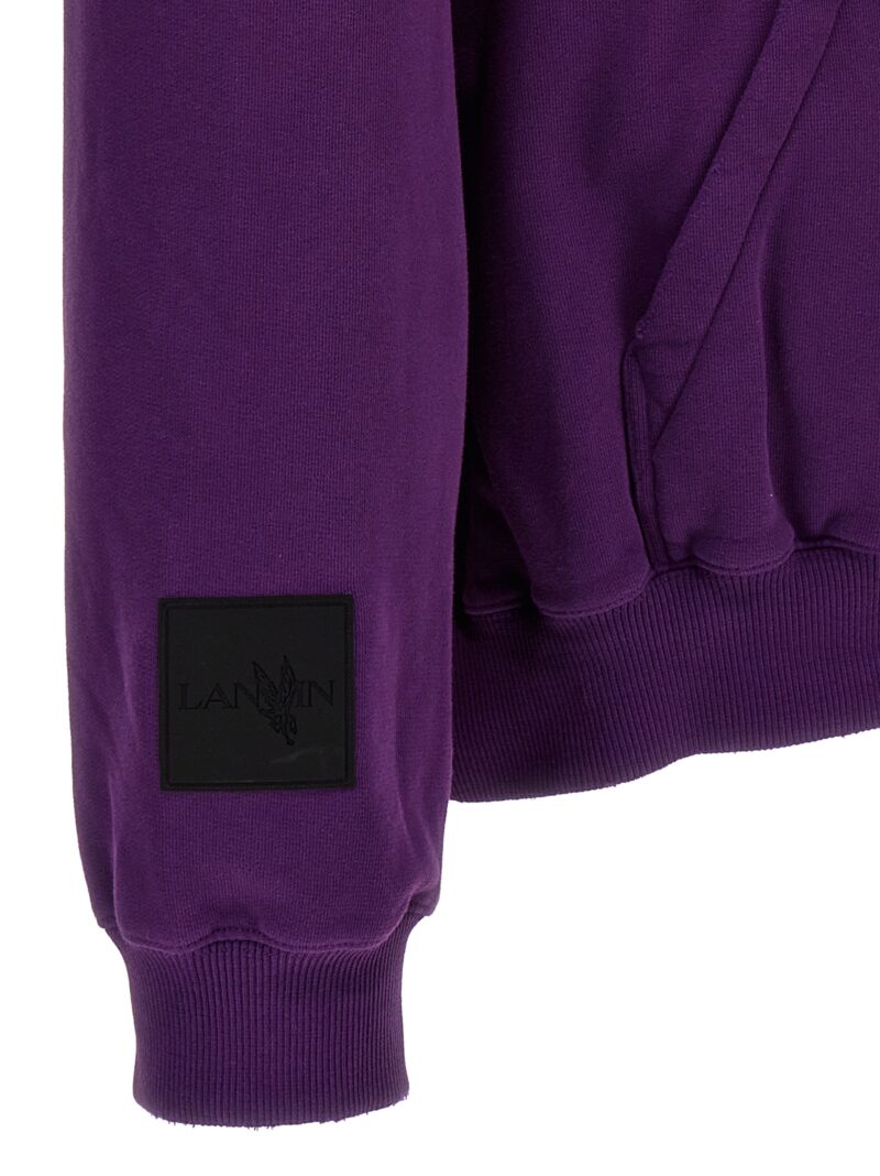 Logo print hoodie 100% cotton LANVIN Purple