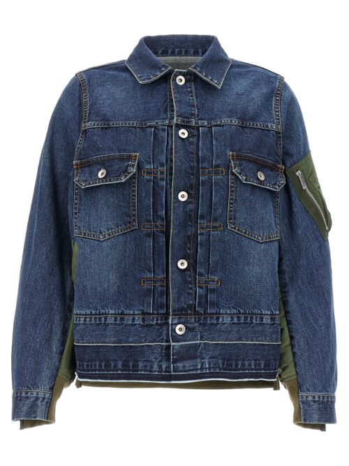 Denim and nylon jacket SACAI Blue