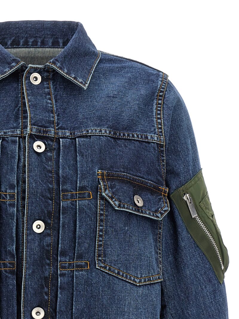 Denim and nylon jacket Woman SACAI Blue