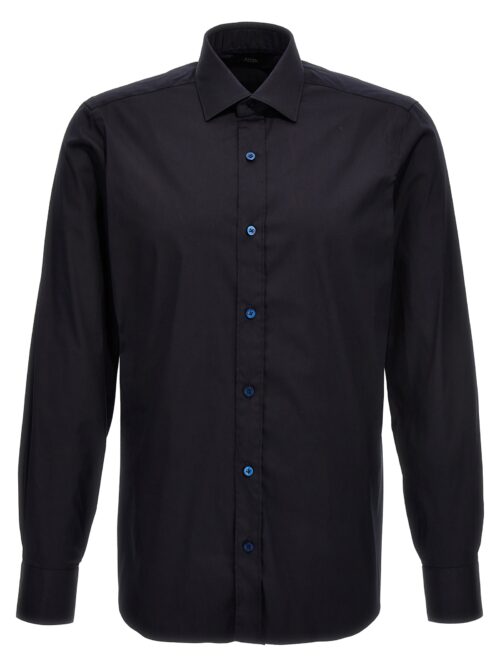 Stretch poplin shirt BARBA Blue