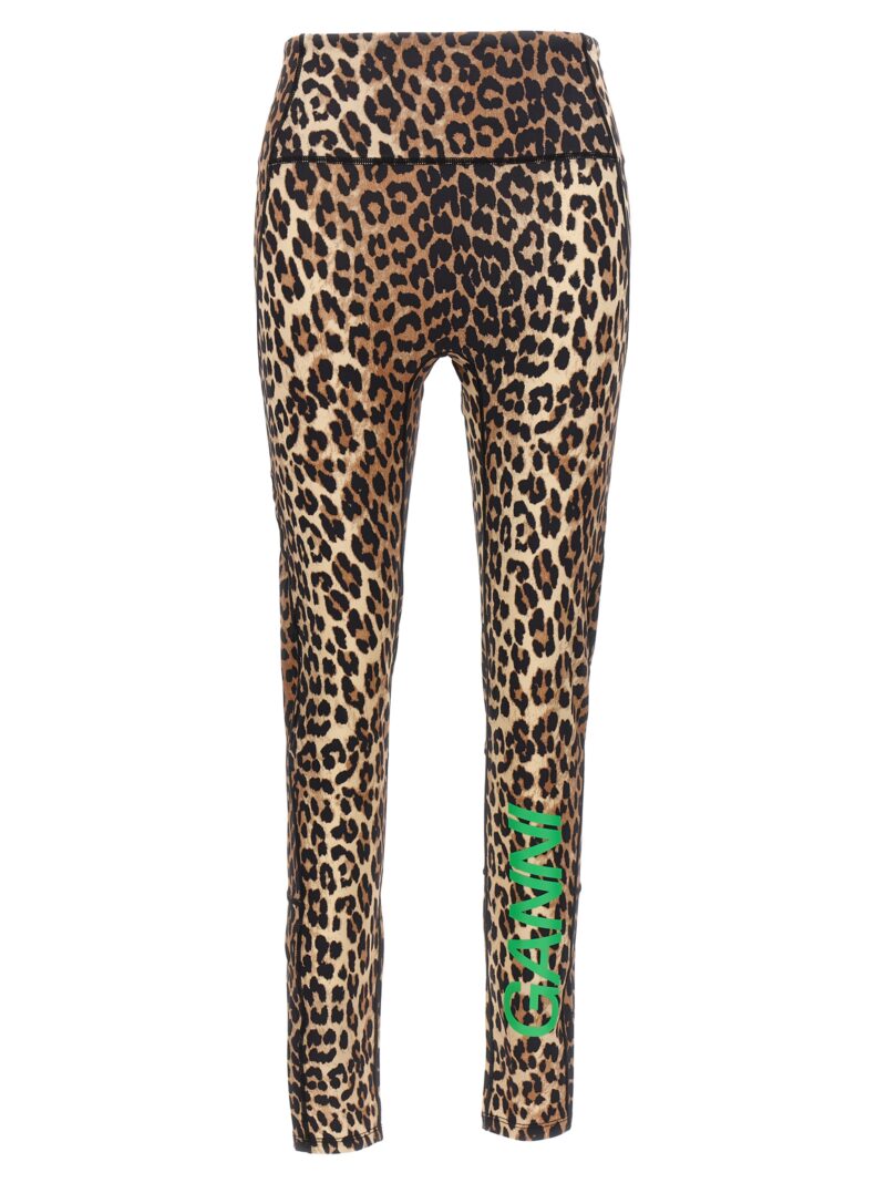Logo leopard leggings GANNI Multicolor