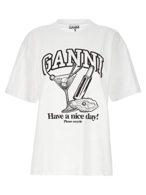 'Cocktail' T-shirt GANNI White/Black