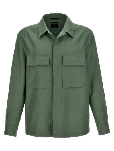Linen jacket ZEGNA Green