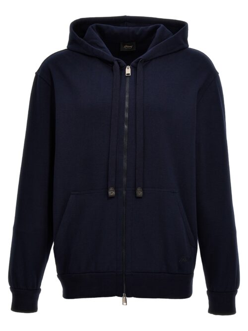 Piquet cotton hoodie BRIONI Blue