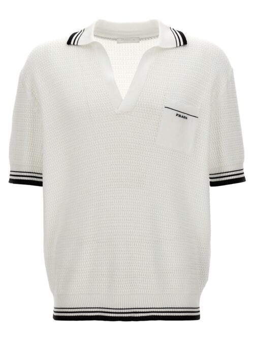 Logo knit polo shirt PRADA White/Black