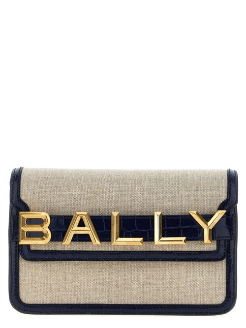 Logo leather canvas crossbody bag BALLY Blue