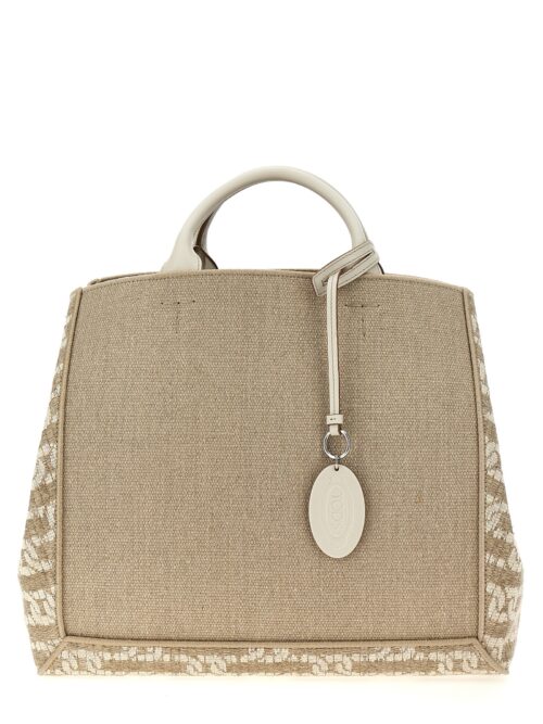 Logo canvas shopping bag TOD'S Beige