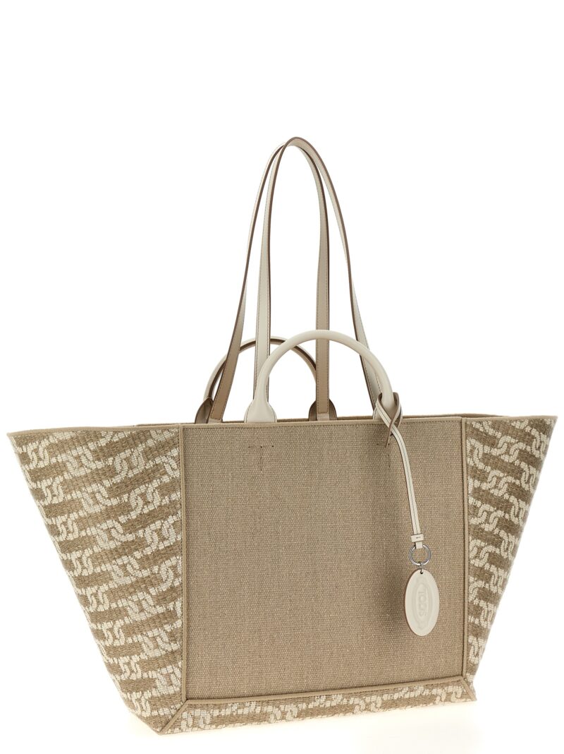 Logo canvas shopping bag Woman TOD'S Beige