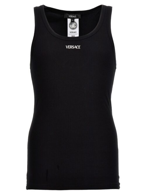 Logo embroidery tank top VERSACE Black