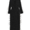 'Embellished' long coat ELIE SAAB Black
