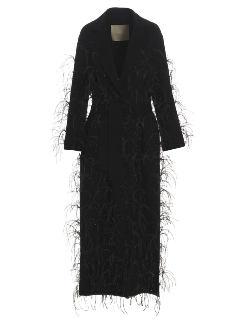 'Embellished' long coat ELIE SAAB Black