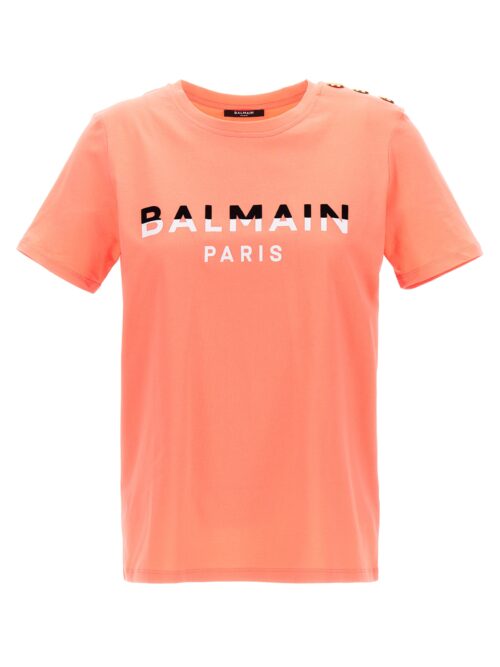 Flocked logo t-shirt BALMAIN Pink