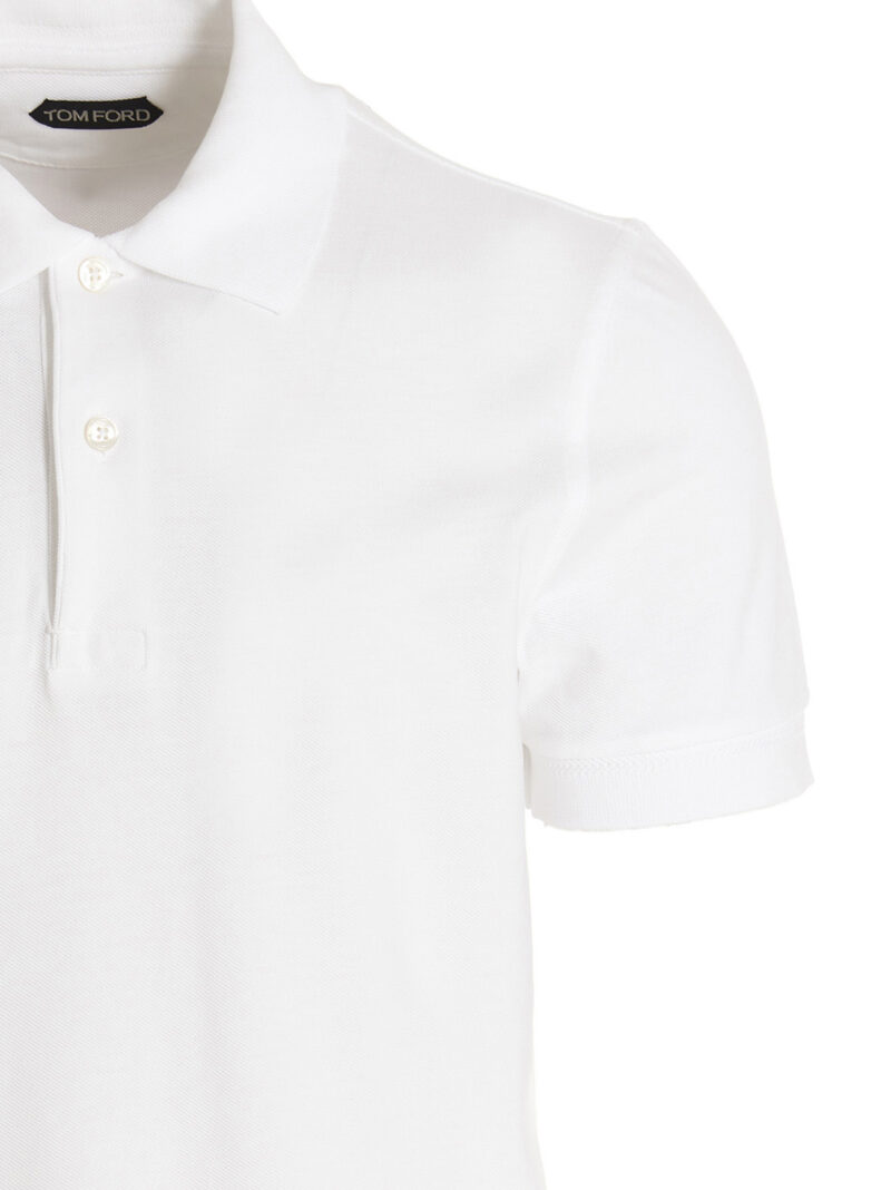 Piqué cotton polo shirt Man TOM FORD White